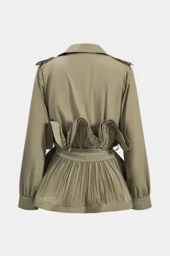 Pleated Ruffle Tie-Up Jacket