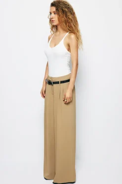 Pleated Wide Leg Pants With Belt