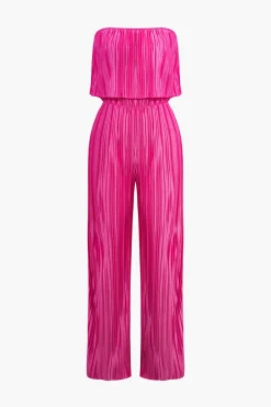 Plisse Wrap Off Shoulder Jumpsuit