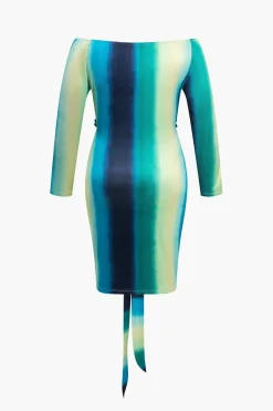 Plus Size Ombre Tie Front Midi Dress
