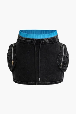 Pocket Drawstring Mini Skirt