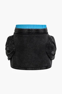 Pocket Drawstring Mini Skirt