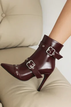 Pointed Metallic Faux Leather Ankle Boots