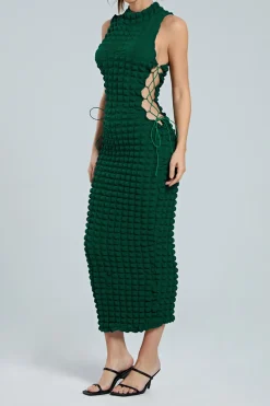 Popcorn Textured Tie Side Sleeveless Maxi Dress