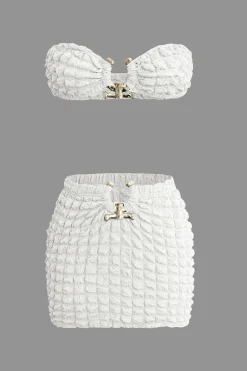 Popcorn Textured Tube Top And Mini Skirt Set