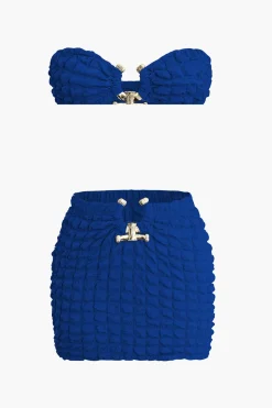 Popcorn Textured Tube Top And Mini Skirt Set