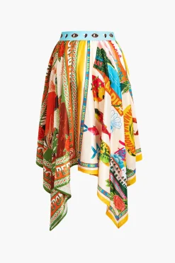 Print Asymmetrical Skirt