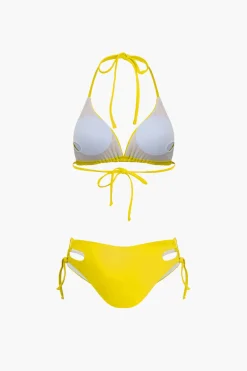 Print T-shirt And Tie Halter Bikini Set