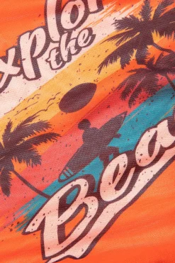 Print T-shirt And Tie Halter Bikini Set