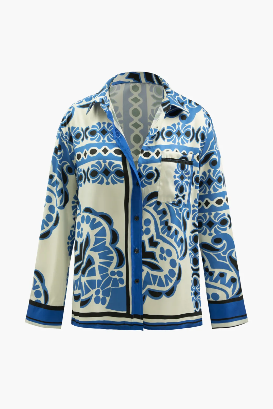 Printed Chest Pocket Long Sleeve Shirt