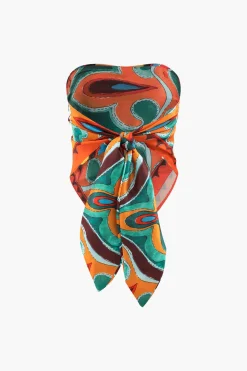 Printed Strappy Scarf Top
