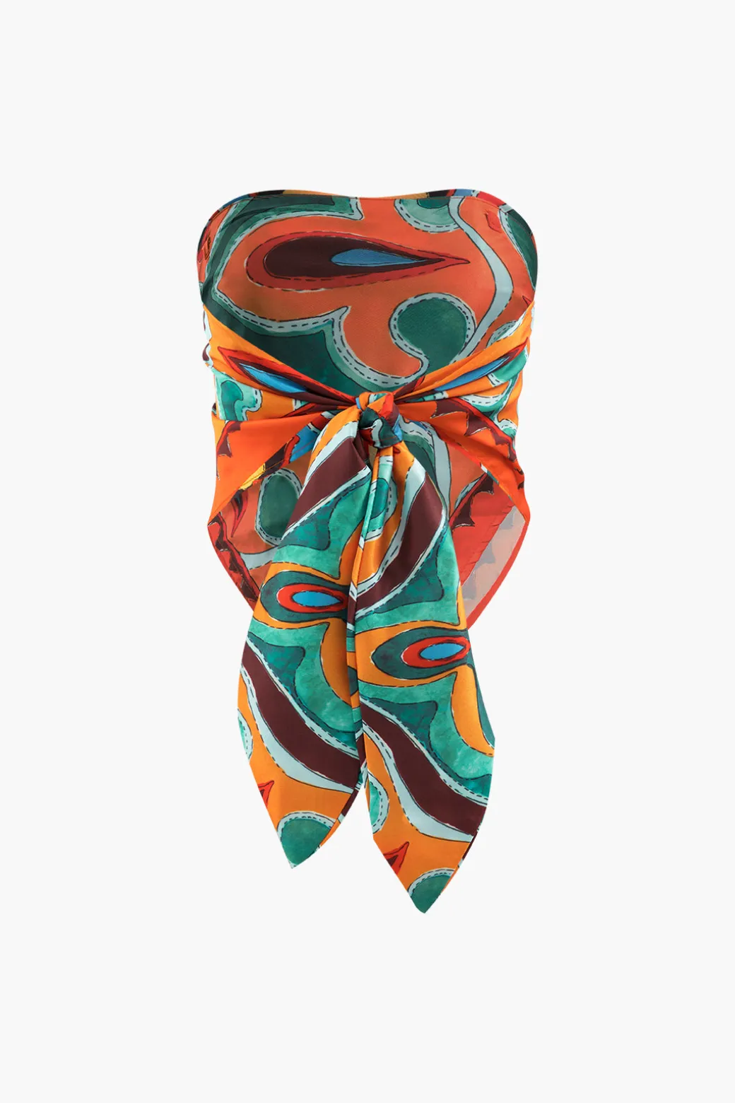 Printed Strappy Scarf Top