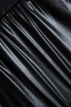 Pu Leather Ruched A-Line Skirt