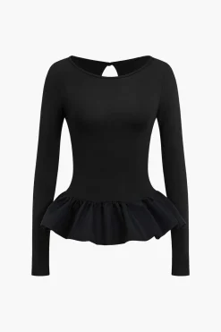Puff Hem Long-Sleeve Top