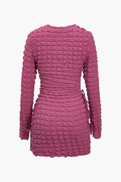 Puff Texture Long Sleeve Mini Dress