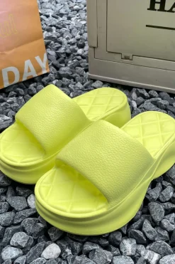 Quilted Thick Platform Slide Sandals