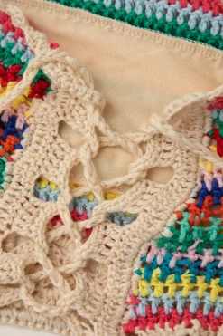 Rainbow Crochet Tie Front Tube Top And Shorts Set