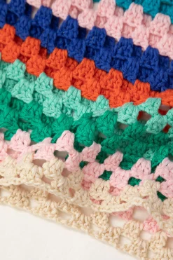 Rainbow Crochet Tie Front Tube Top And Shorts Set