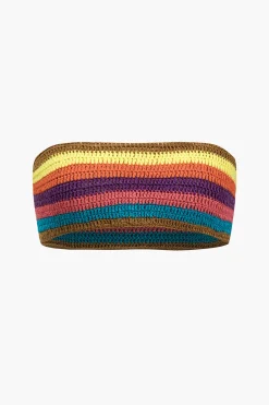 Rainbow Stripe Crochet Bikini Set