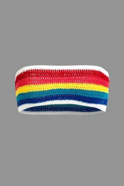Rainbow Stripe Crochet Bikini Set