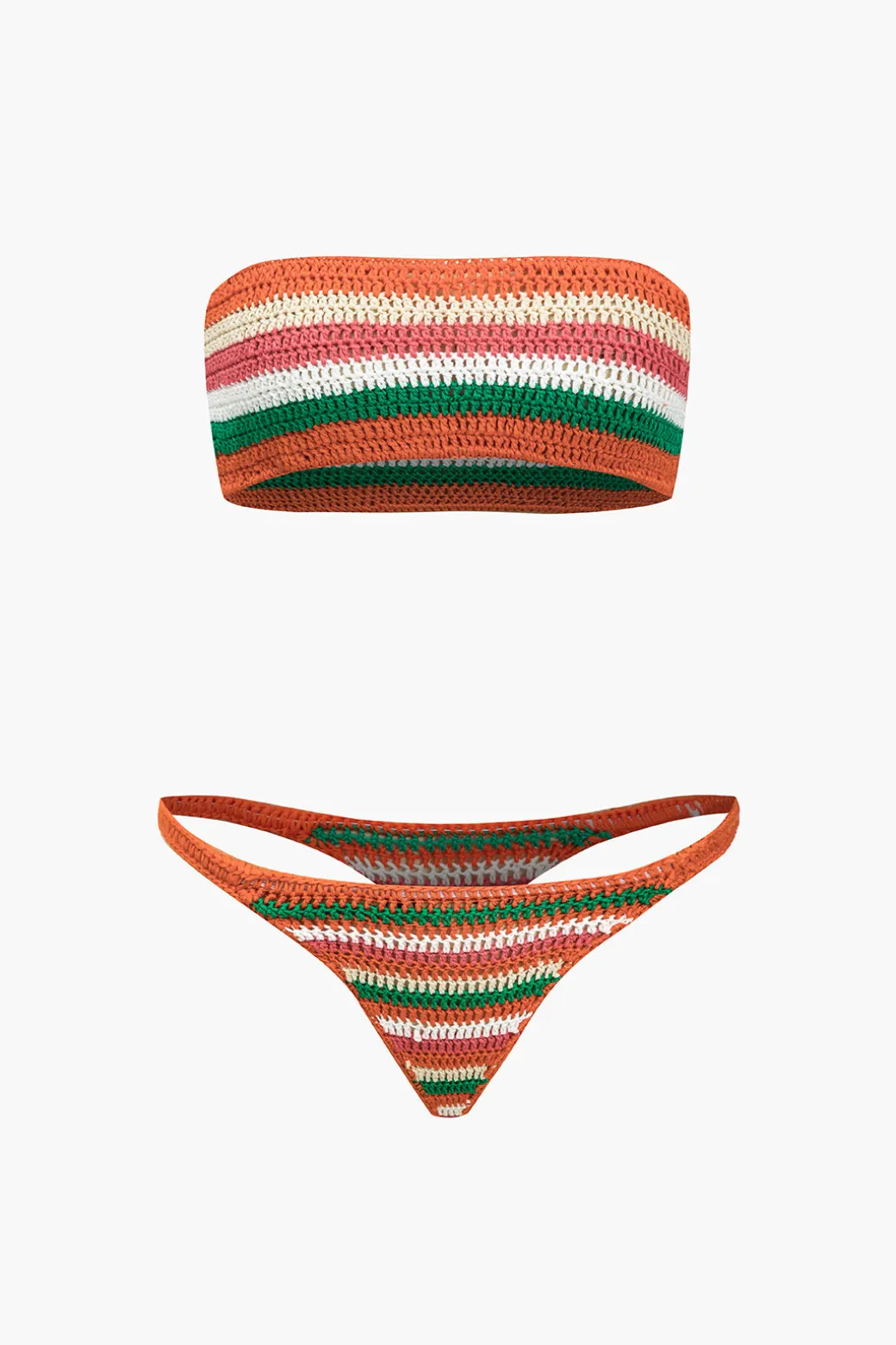 Rainbow Stripe Crochet Bikini Set