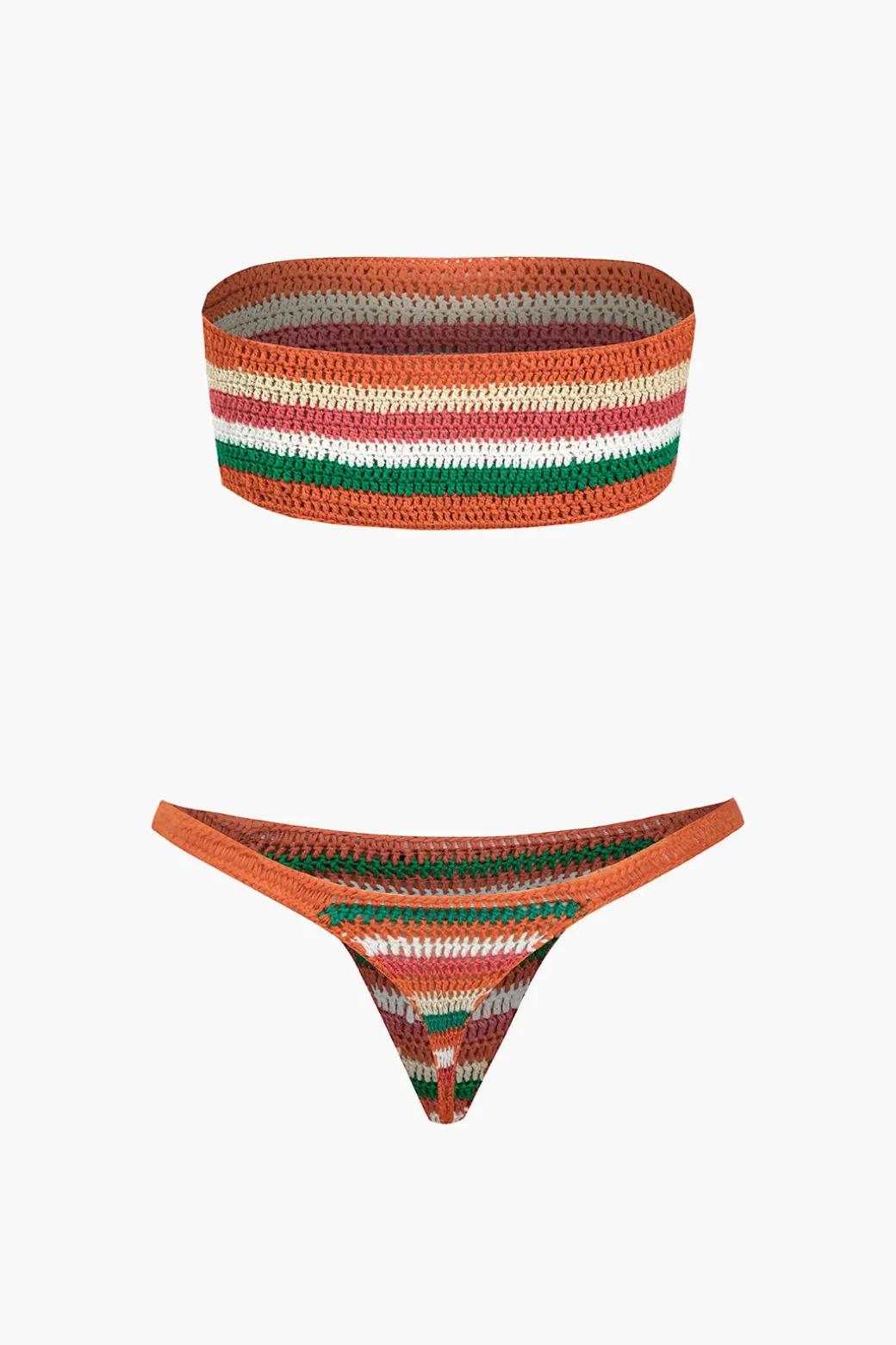 Rainbow Stripe Crochet Bikini Set