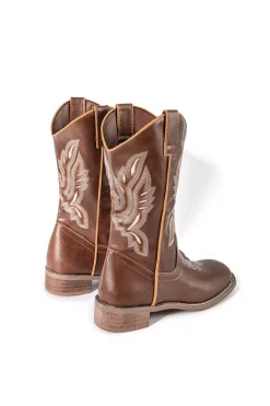 Retro Embroidered Faux Leather Chunky Heel Mid Calf Boots