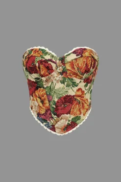 Retro Floral PatternTie-Up Tube Top