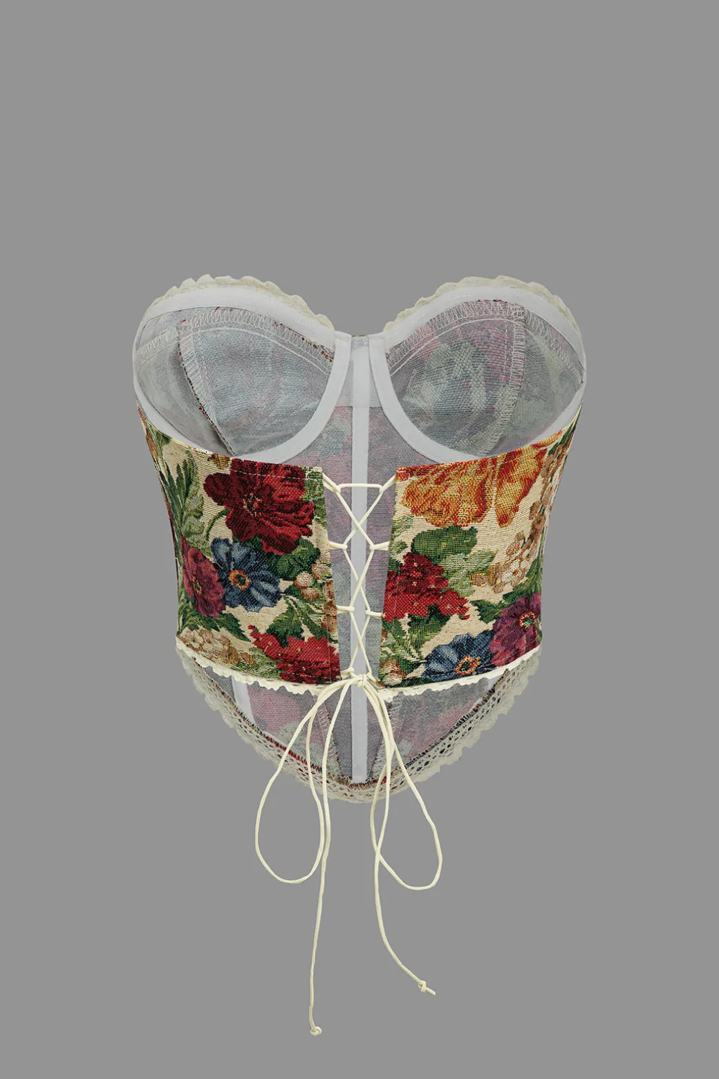 Retro Floral PatternTie-Up Tube Top