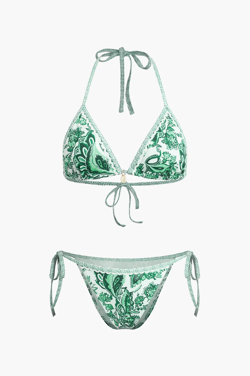 Retro Print Halter Bikini Set