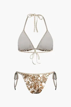 Retro Print Halter Bikini Set