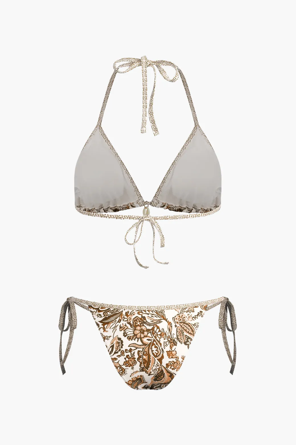 Retro Print Halter Bikini Set