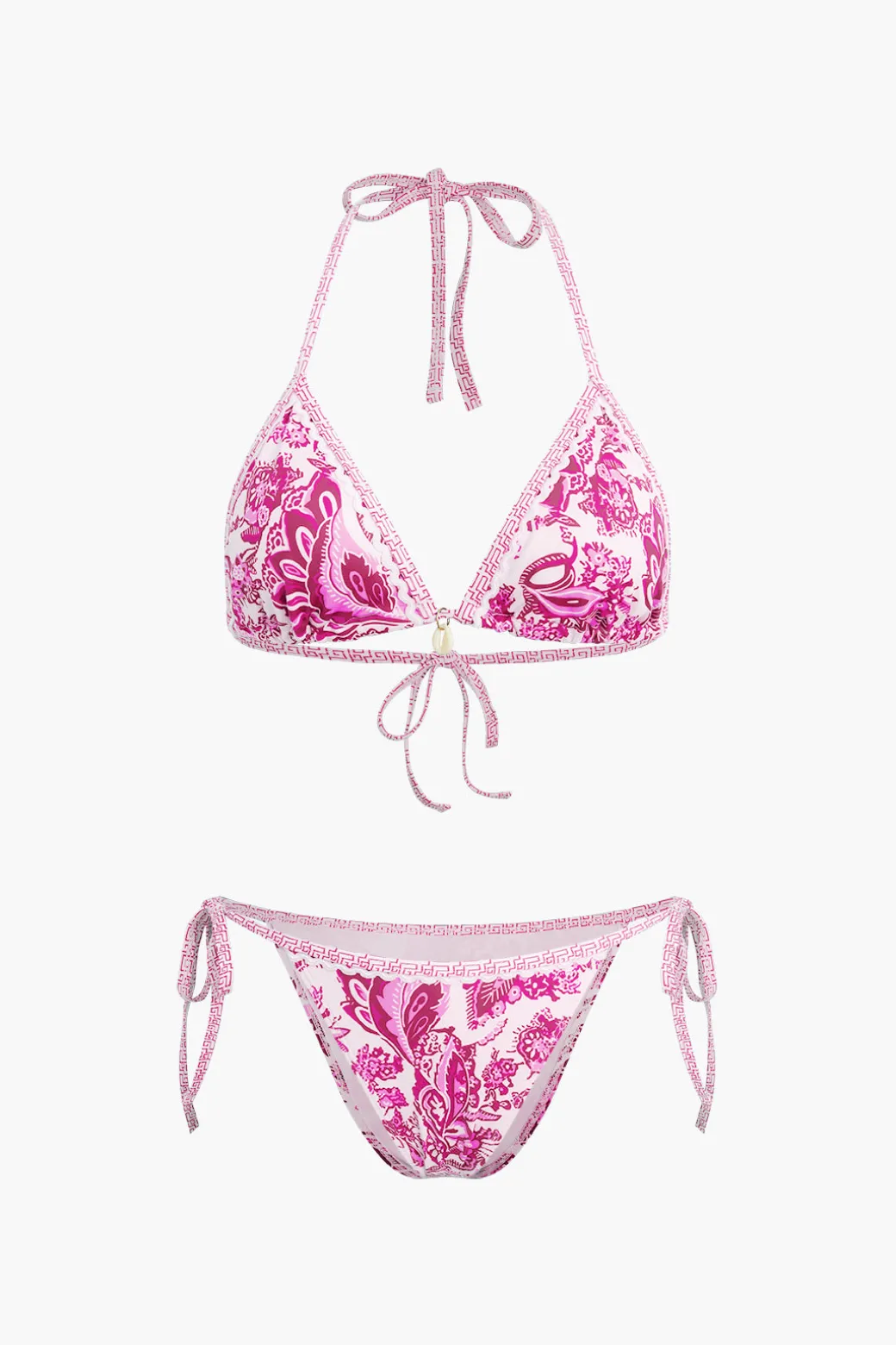 Retro Print Halter Bikini Set