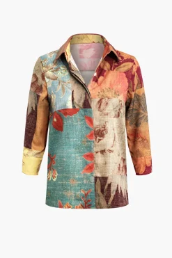 Retro Print Long-Sleeve Shirt