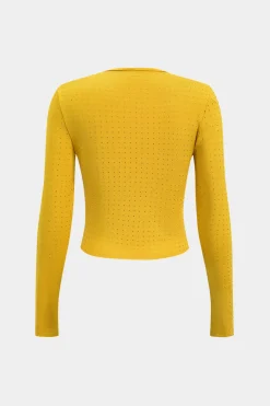 Rhinestone Accent Long-Sleeve Top