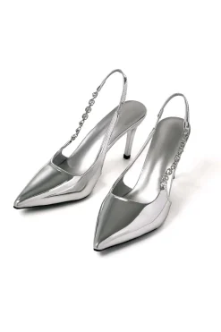 Rhinestone Almond Toe Low Heel