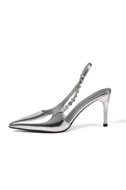 Rhinestone Almond Toe Low Heel