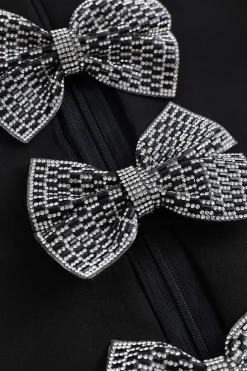 Rhinestone Bow Cut Out Mini Dress