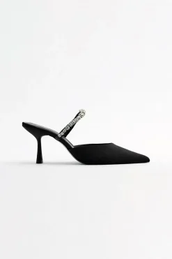 Rhinestone Embellished Pointed-toe High-heeled Sandals