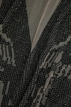 Rhinestone Sheer Mesh Patchwork Mini Dress