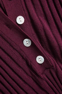 Ribbed Button Long-Sleeve Top