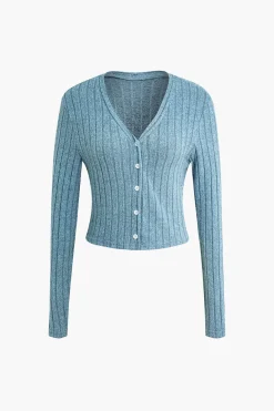 Ribbed Cardigan And Halter Dress Set