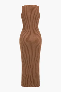 Ribbed Knit Dress And Cardigan Set