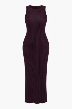 Ribbed Knit Dress And Cardigan Set