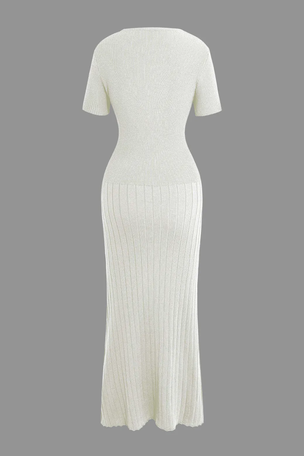 Ribbed Knit V-neck Midi Dress