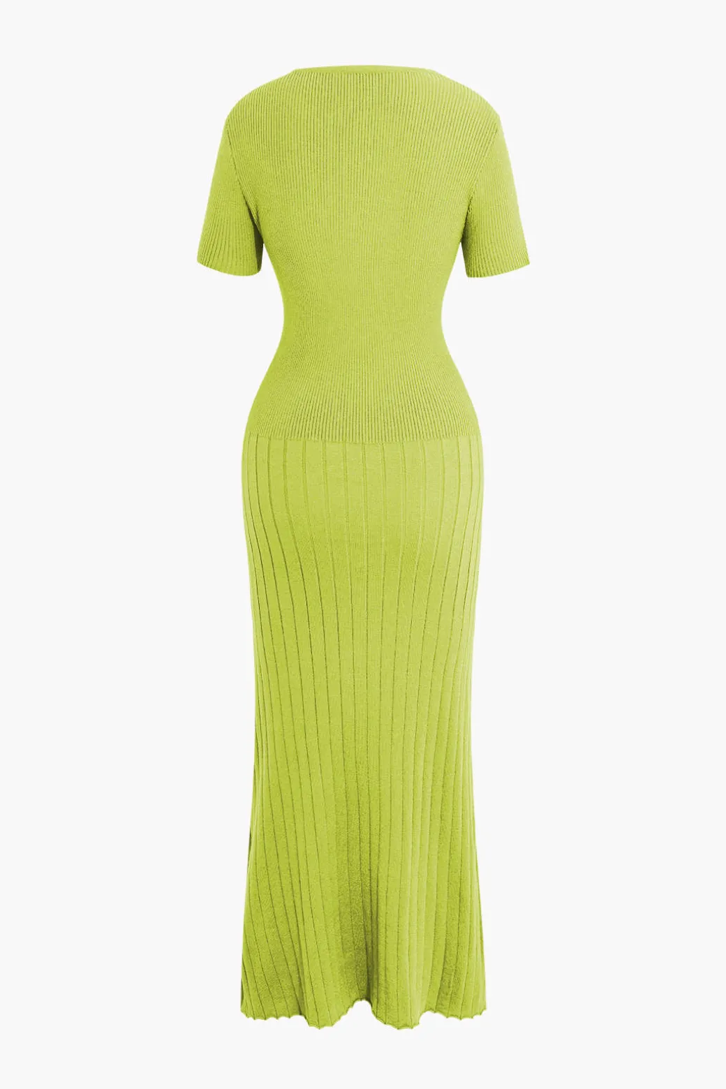 Ribbed Knit V-neck Midi Dress