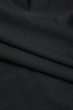 Round Neck Ruched Slit Long Sleeve Maxi Dress