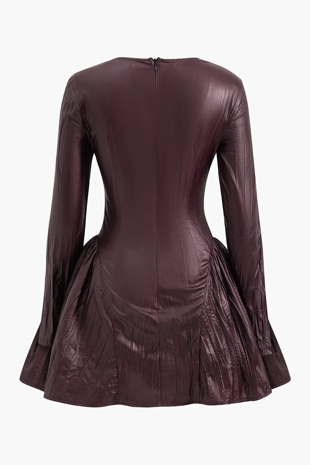 Ruched Asymmetrical Long Sleeve Mini Dress