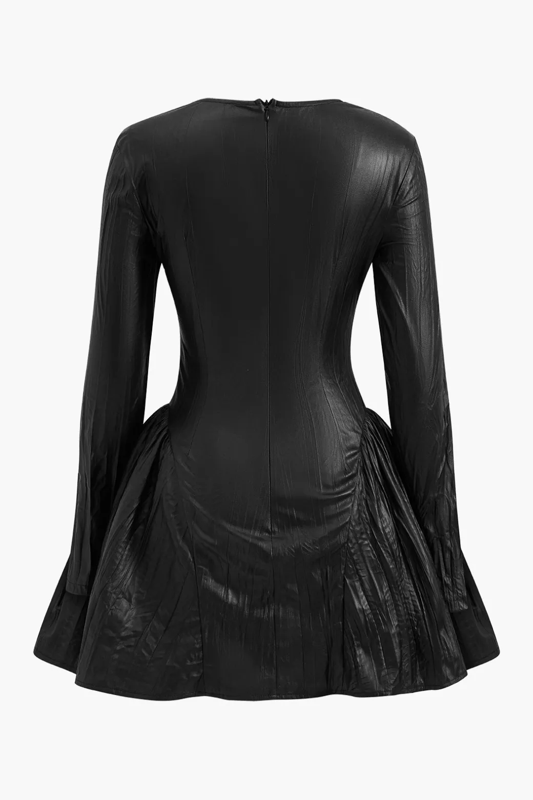 Ruched Asymmetrical Long Sleeve Mini Dress