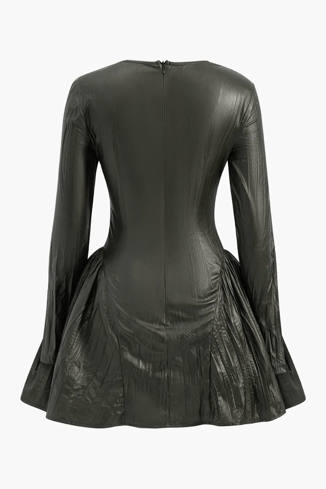 Ruched Asymmetrical Long Sleeve Mini Dress